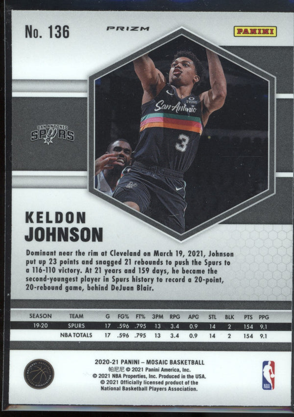 Keldon Johnson 2020-21 Panini Mosaic Red