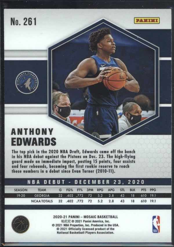 Anthony Edwards 2020-21 Panini Mosaic NBA Debut RC