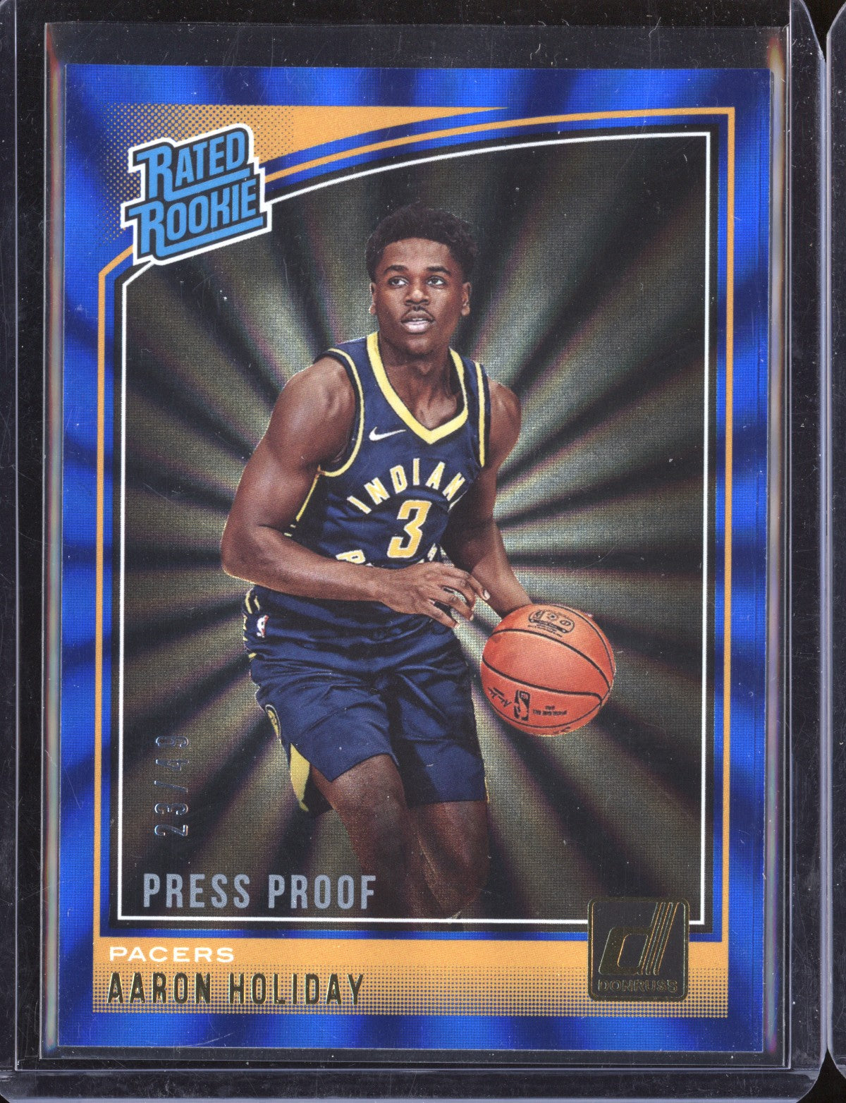 Aaron Holiday 2018/19 Panini Donruss Press Proof Blue Laser RC 23/49