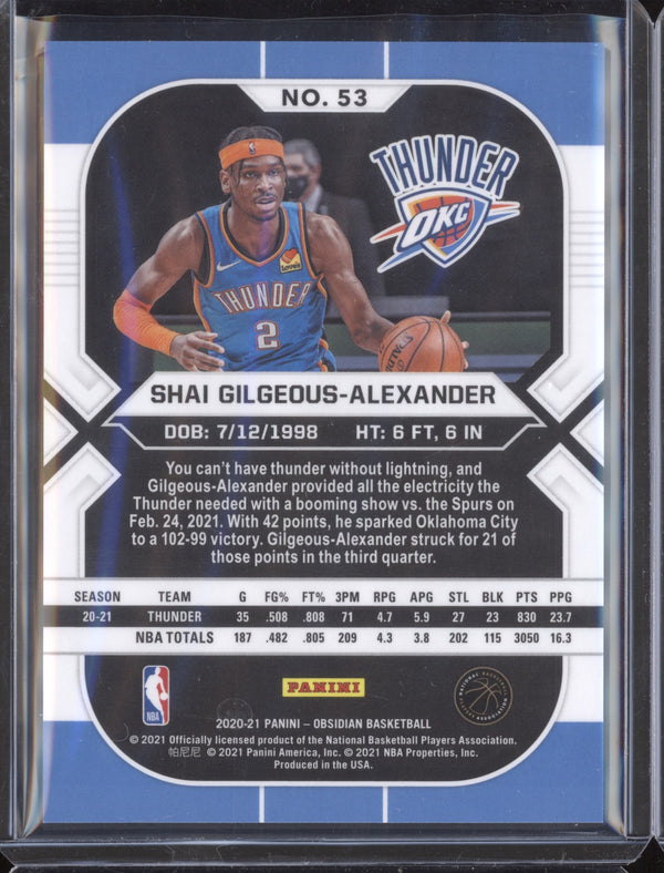 Shai Gilgeous-Alexander 2020-21 Panini Obsidian 53 White Sparkle SP