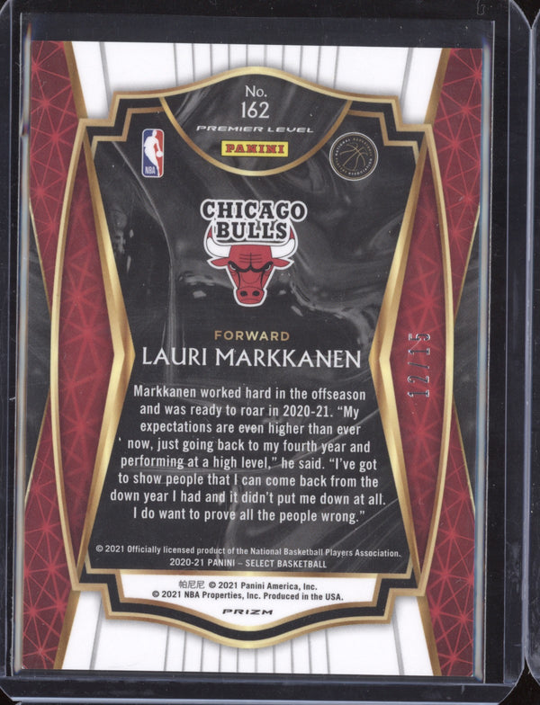 Lauri Markkanen 2020-21 Panini Select 162 Premier Level Neon Orange Pulsar FOTL 12/15