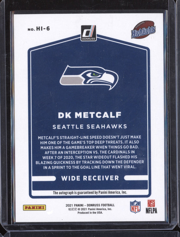 DK Metcalf 2021 Panini Donruss HI-6 Highlights Auto 44/99  ASR