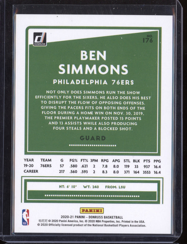 Ben Simmons 2020/21 Panini Donruss Blue Laser 18/49