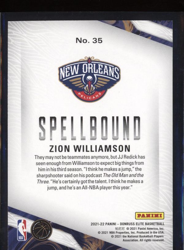 Zion Williamson 2021-22 Panini Donruss Elite Spellbound