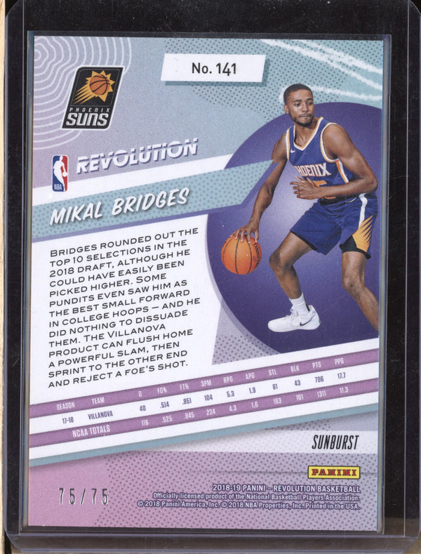 Mikal Bridges 2018-19 Panini Revolution 141 Sunburst RC 75/75