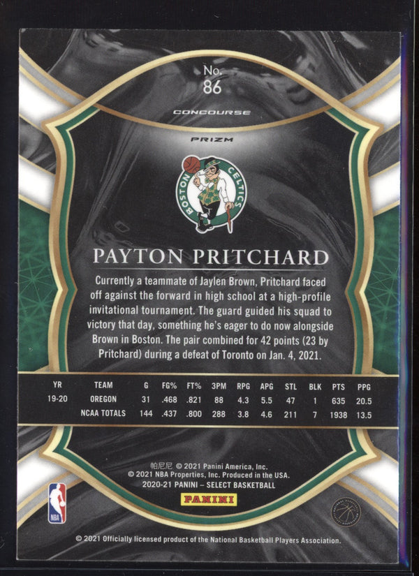 Payton Pritchard 2020/21 Panini Select Concourse Tri-Colour RC