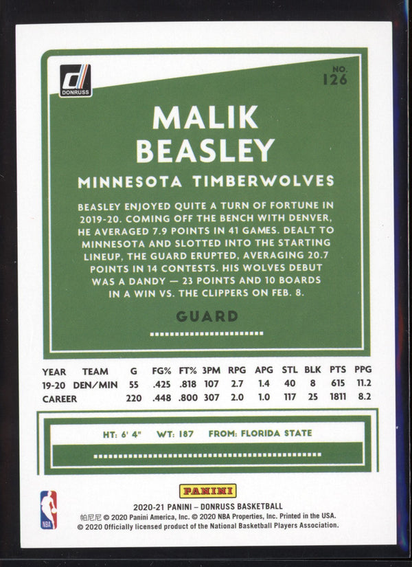 Malik Beasley 2020/21 Panini Donruss Choice Red  67/99