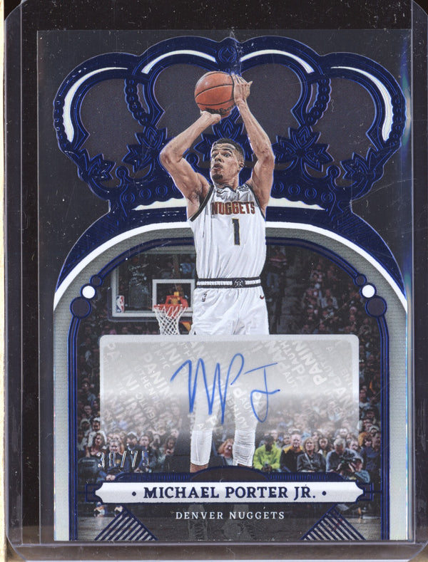 Michael Porter Jr 2022-23 Panini Crown Royale CA-MPJ Crown Auto Blue 38/75