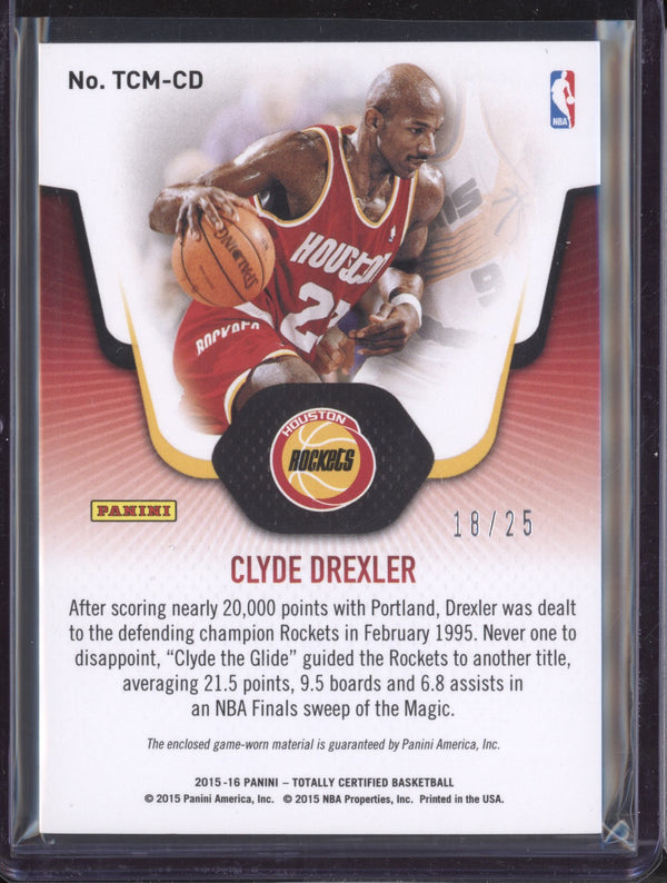 Clyde Drexler 2015-16 Panini Totally Certified TCM-CD Materials Camo 18/25