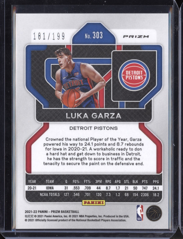 Luka Garza 2021-22 Panini Prizm Blue Prizm RC 181/199