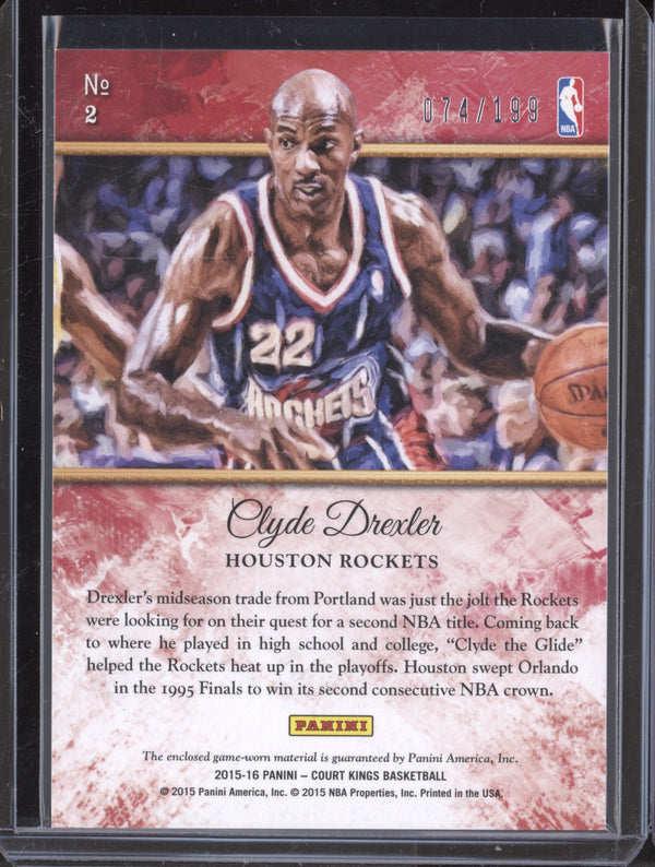 Clyde Drexler 2015-16 Panini Court Kings 2 Vintage Materials 74/199