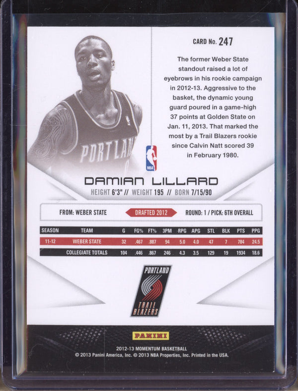 Damian Lillard 2012-13 Panini Momentum 247 Drive RC 23/49