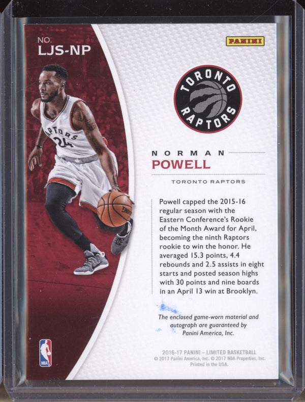 Norman Powell 2016-17 Panini Limited LJS-NP Limited Jersey Signature Auto 47/99