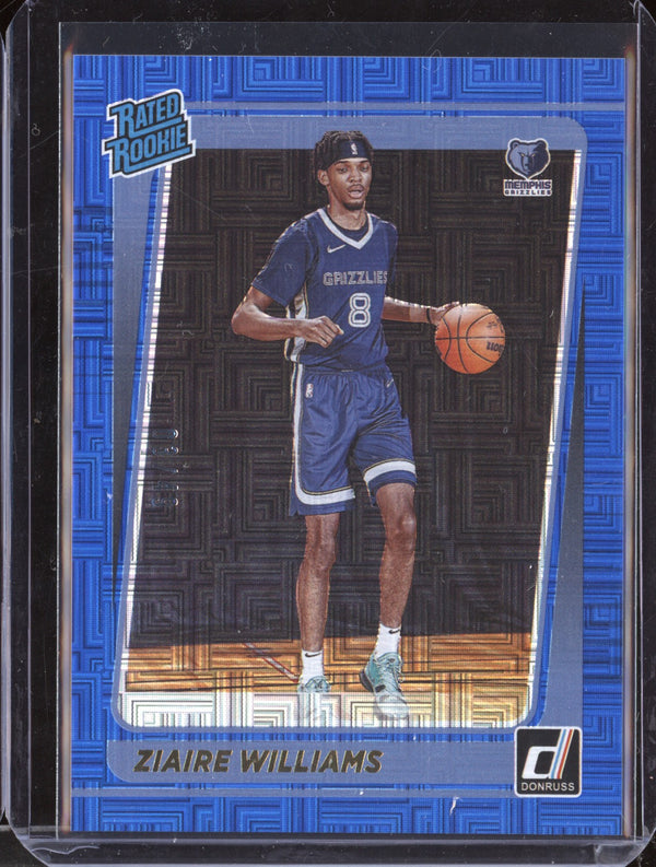Ziaire Williams 2021/22 Panini Donruss Choice Rated Rookie Blue RC 9/49