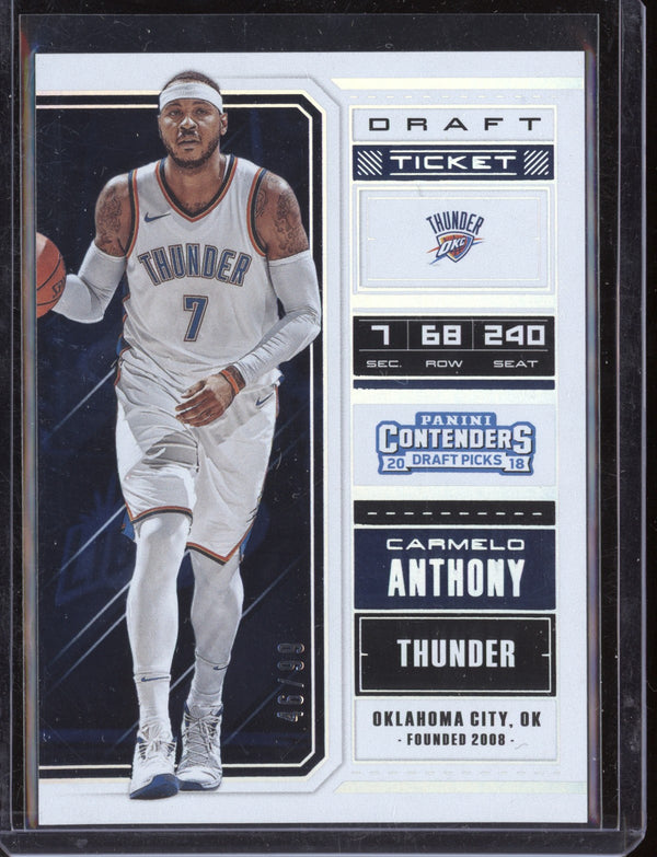 Carmelo Anthony 2018/19 Panini Contenders Draft Picks Draft Ticket 46/99