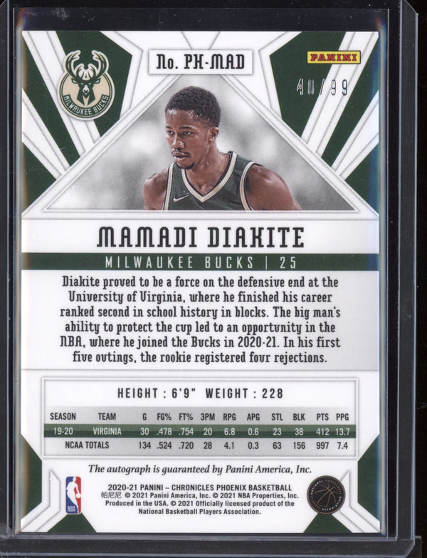 Mamadi Diakite 2020-21 Panini Chronicles Phoenix Rookie Auto RC 40/99