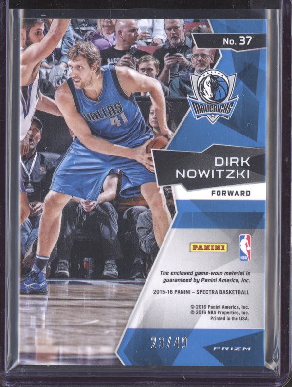 Dirk Nowitzki 2015-16 Panini Spectra 37 Game Time Materials 23/49