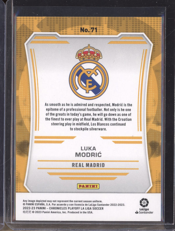 Luka Modric 2022-23 Panini Chronicles Soccer 71 Playoff Red 9/199