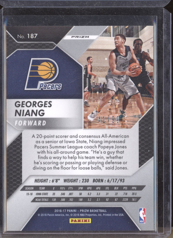 Georges Niang 2016-17 Panini Prizm 187 Blue Wave RC 41/99