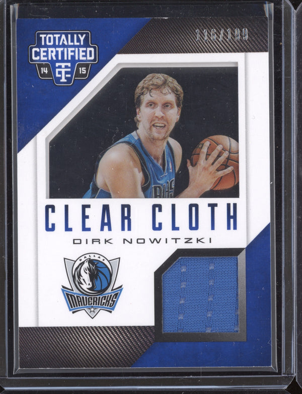 Dirk Nowitzki 2014-15 Panini Totally Certified 10 Clear Cloth Blue Jersey 116/199