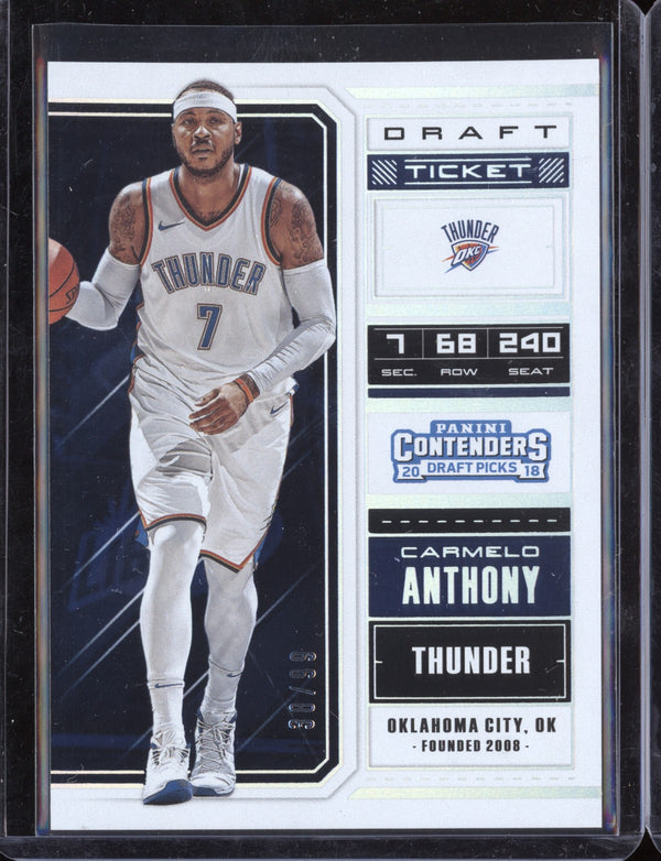 Carmelo Anthony 2018/19 Panini Contenders Draft Picks Draft Ticket 38/99