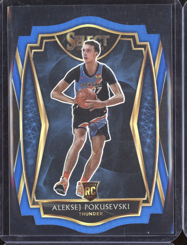 Aleksej Pokusevski 2020-21 Panini Select 176 Premier Level Blue Die Cut RC 159/249