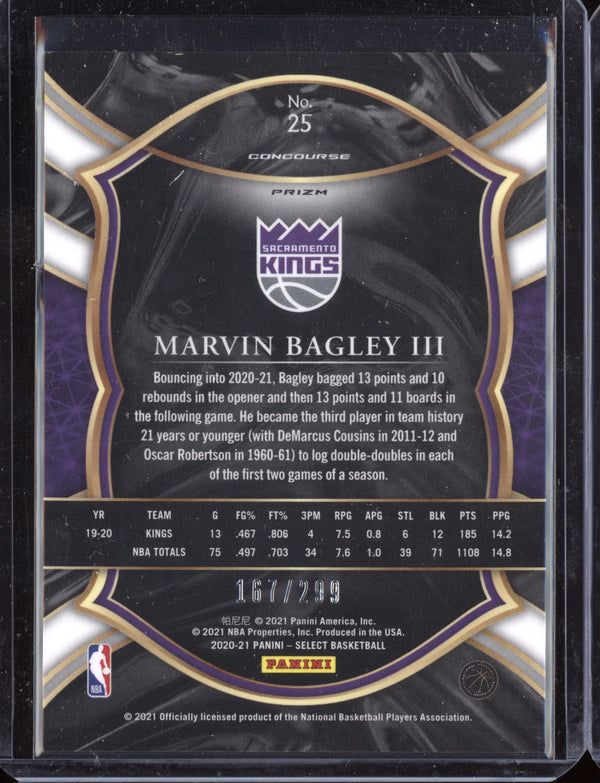 Marvin Bagley 2020-21 Panini Select Concourse Light Blue 167/299