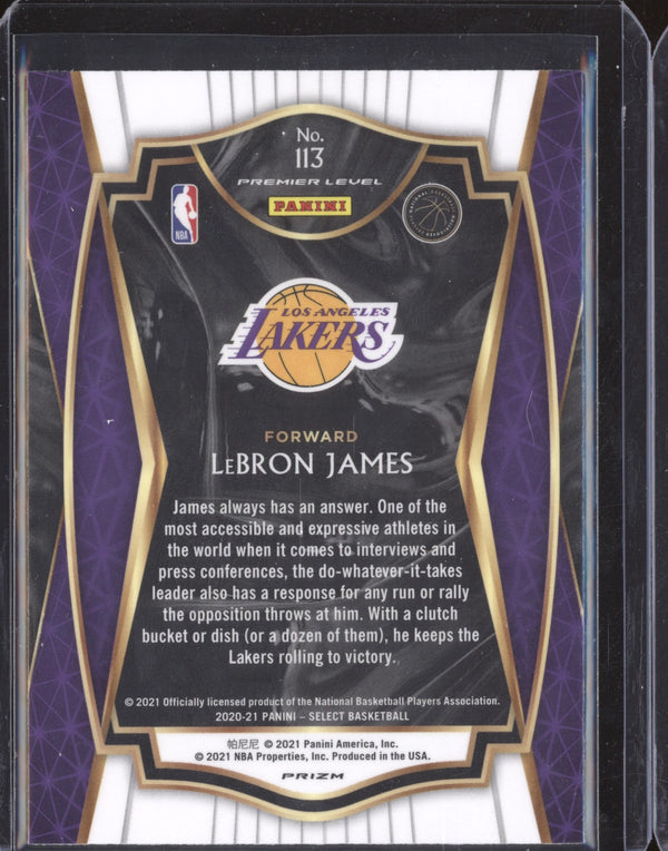 LeBron James 2020-21 Panini Select 113 Premier Level Silver