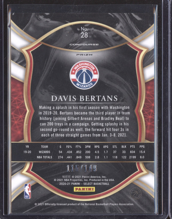 Davis Bertans 2020-21 Panini Select 28 Concourse White 115/149