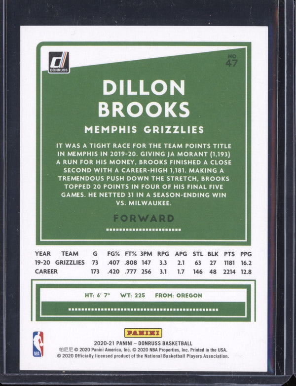 Dillon Brooks 2020-21 Panini Donruss Choice Gold 5/10