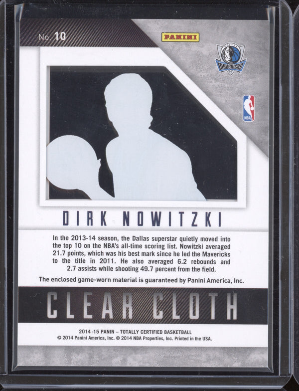 Dirk Nowitzki 2014-15 Panini Totally Certified 10 Clear Cloth Blue Jersey 116/199