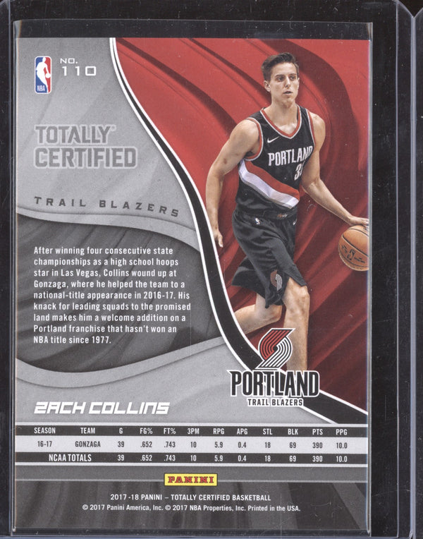 Zach Collins 2017-18 Panini Totally Certified  110 Purple  RC 170/199