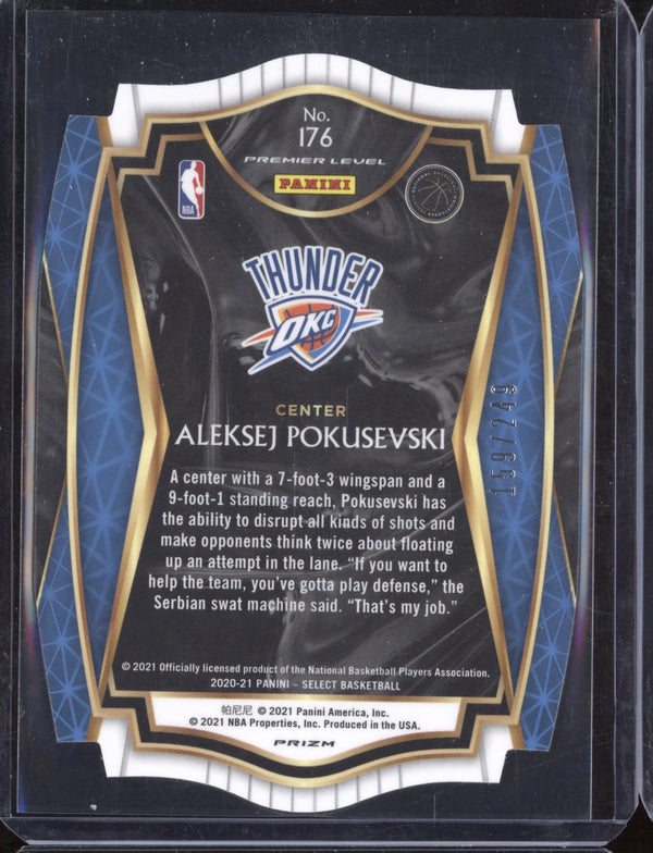 Aleksej Pokusevski 2020-21 Panini Select 176 Premier Level Blue Die Cut RC 159/249