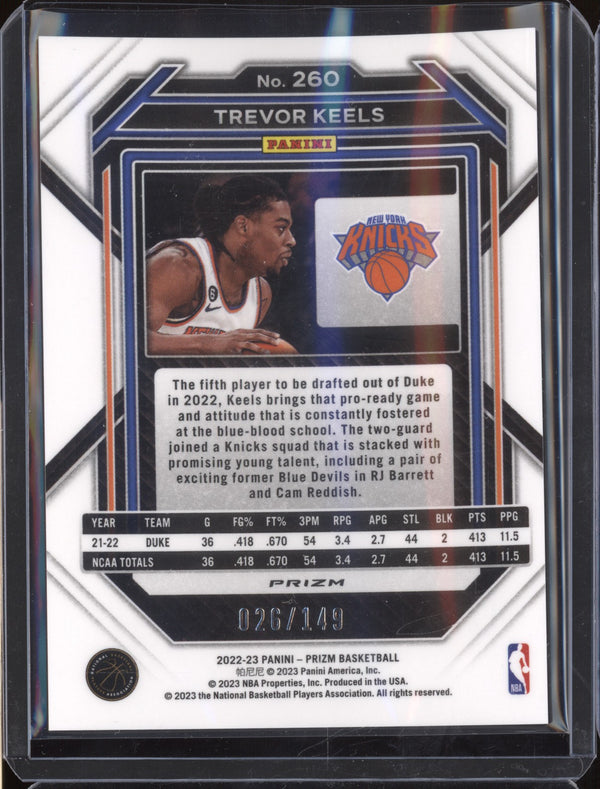 Trevor Keels 2022-23 Panini Prizm 260 Purple Ice  RC 26/149