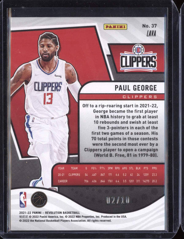 Paul George 2021-22 Panini Revolution Lava 2/10