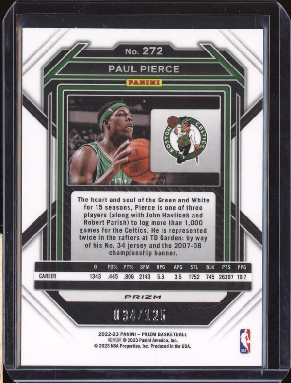 Paul Pierce 2022-23 Panini Prizm 272 Blue Ice Jersey Number 34/125