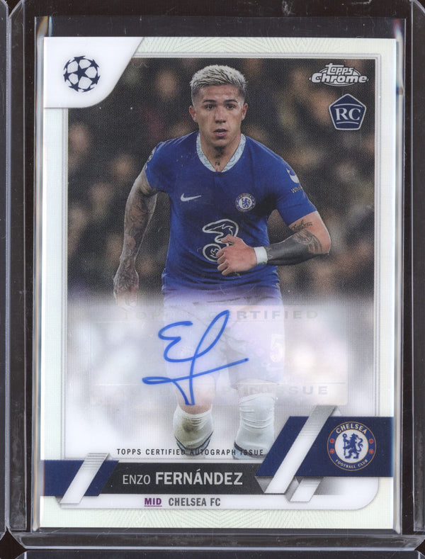 Enzo Fernandez 2022-23 Topps Chrome UEFA Club CA-EF Rookie Auto RC