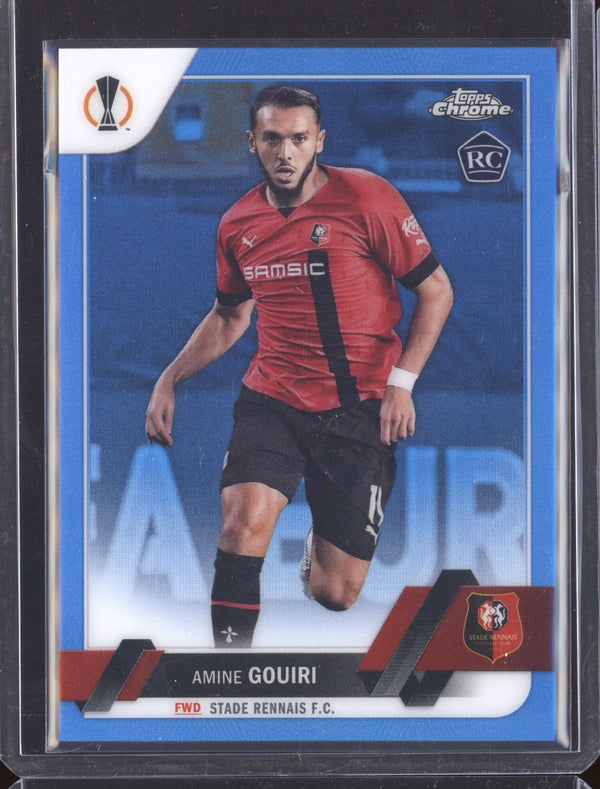 Amine Gouiri 2022-23 Topps Chrome UEFA Club 24 Blue Refractor 145/150