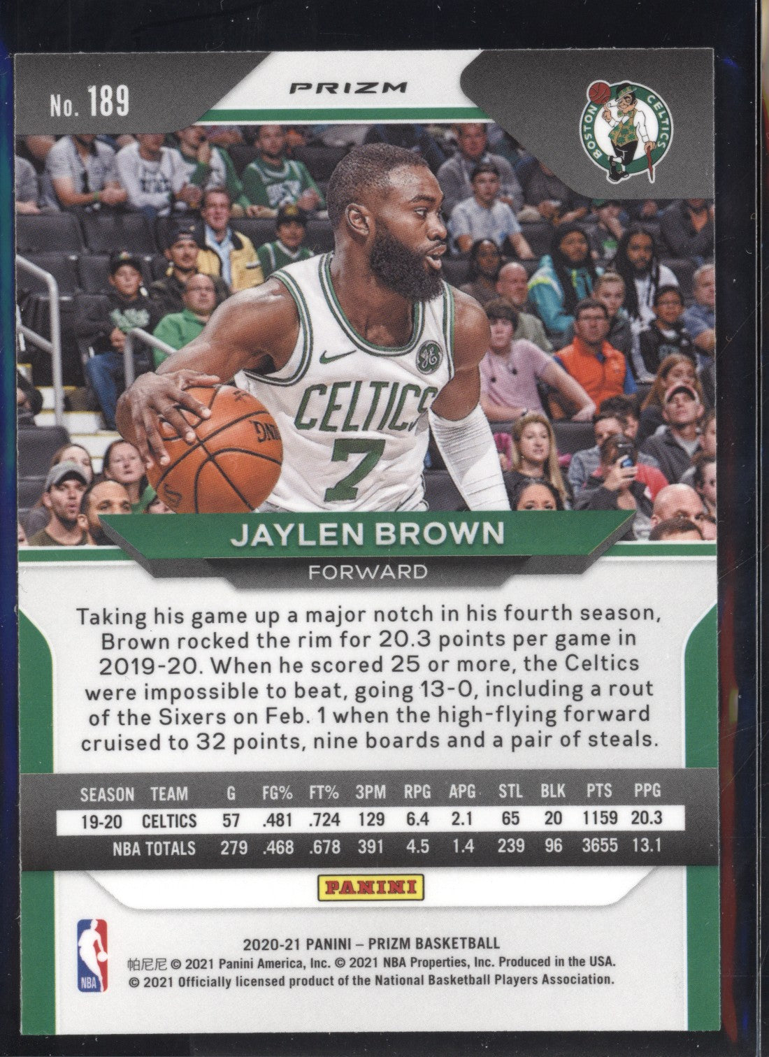 Jaylen Brown 2020-21 Panini Prizm Hyper