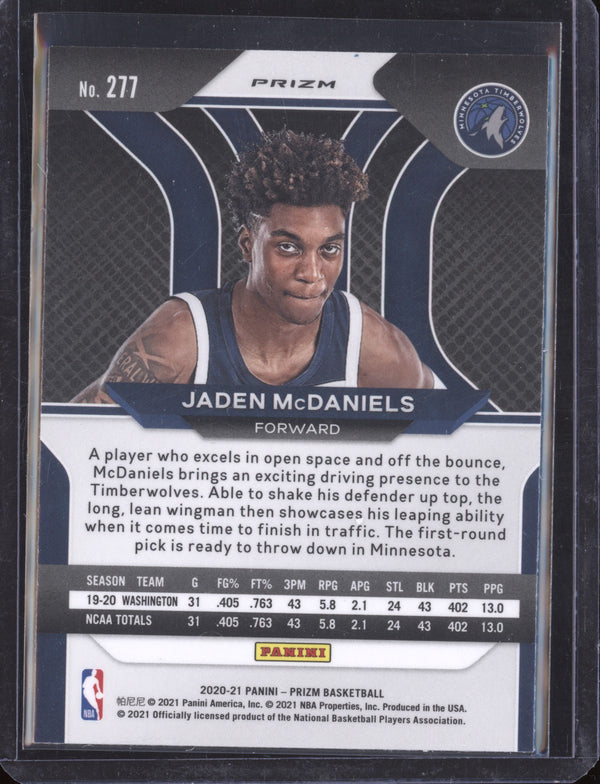 Jaden McDaniels 2020-21 Panini Prizm 277 Ruby Wave RC