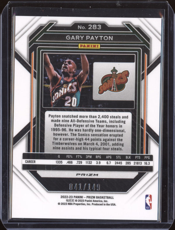 Gary Payton 2022-23 Panini Prizm 283 Purple Ice 41/149