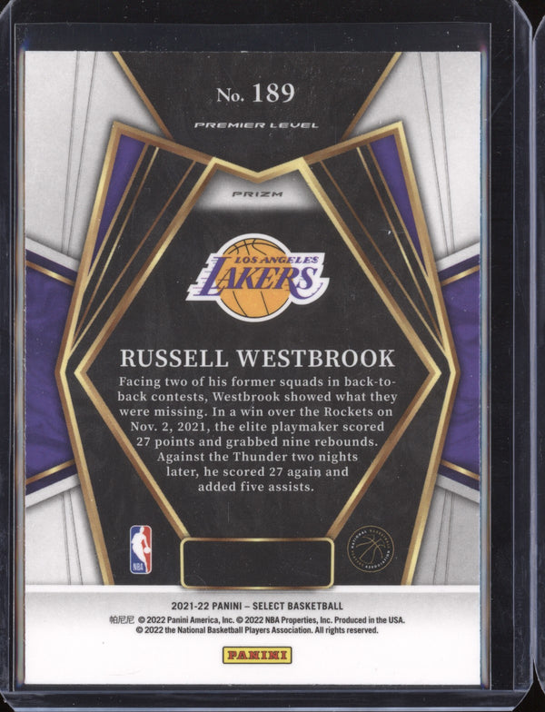 Russell Westbrook 2021-22 Panini Select 189 Premier Level Silver