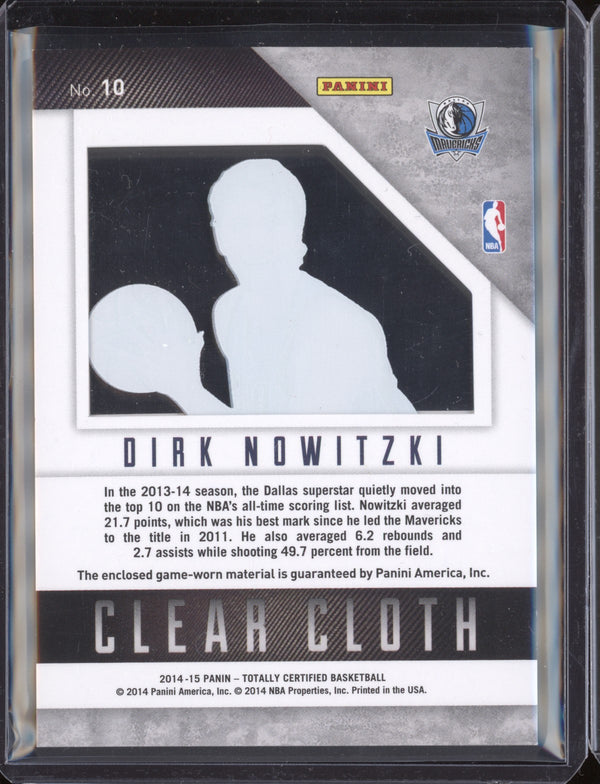 Dirk Nowitzki 2014-15 Panini Totally Certified 10 Clear Cloth Red Jersey 134/299