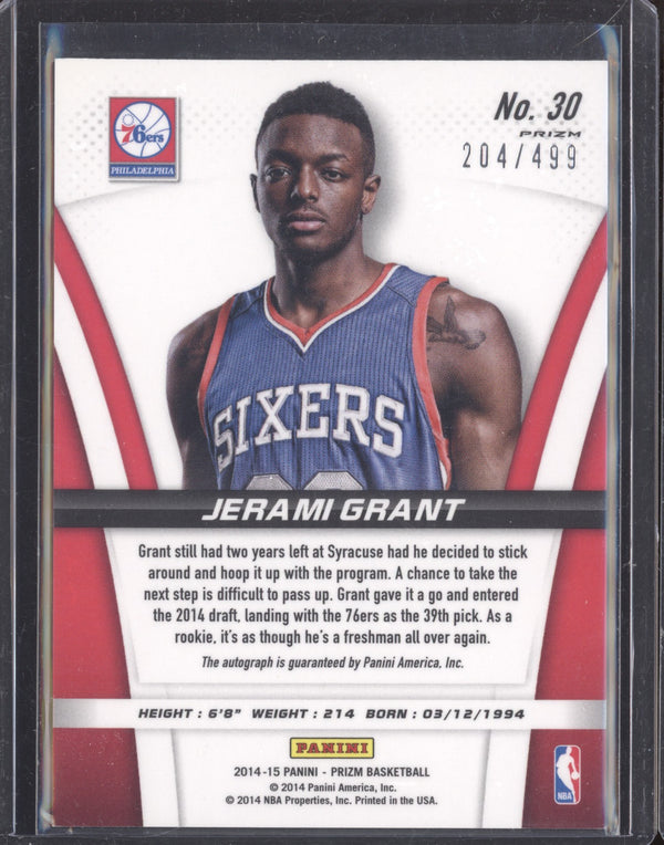 Jerami Grant 2014-15 Panini Prizm 30 Rookie Auto Blue RC 204/499