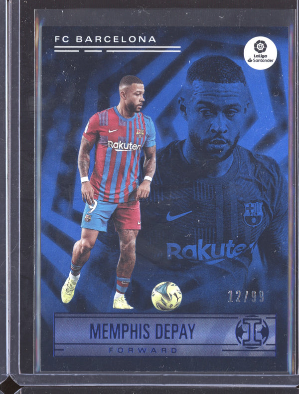 Memphis Depay 2021-22 Panini Chronicles Soccer 183 Illusions Blue 12/99