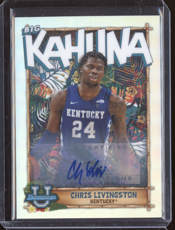 Chris Livingston 2022-23 Bowman Chrome University TBK-17 Big Kahuna Auto RC