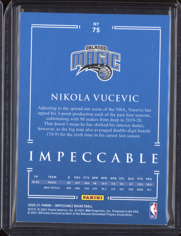 Nikola Vucevic 2020/21 Panini Impeccable Silver 17/75