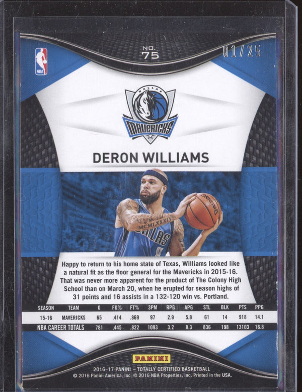 Deron Williams 2016-17 Panini Totally Certified  75 Camo 01/25