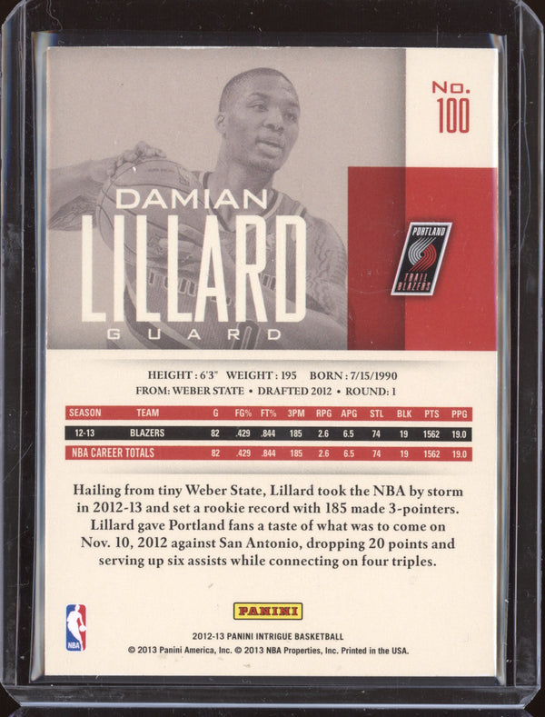 Damian Lillard 2012-13 Panini Intrigue 100 RC