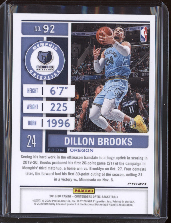 Dillon Brooks 2019-20 Panini Contenders Optic Season Ticket Orange 23/49